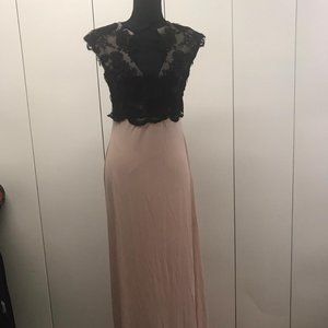 Black Floral lace details Peach dress